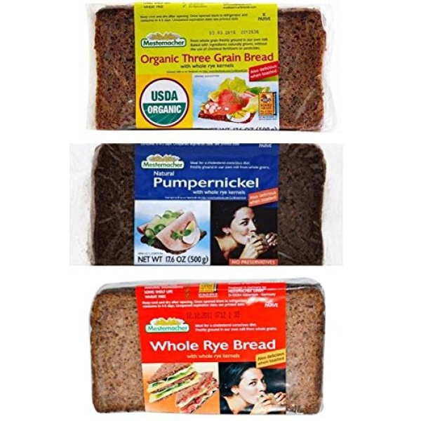 Mestemacher High Fiber Bread Variety Pack, 500g Each (3 Pack)