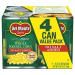 Del Monte No Salt Whole Kernel Corn, 4-432g Cans