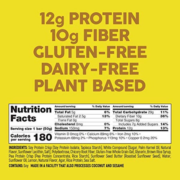 No Nuts! Lemon Créme Vegan Protein Bars, Organic, Kosher