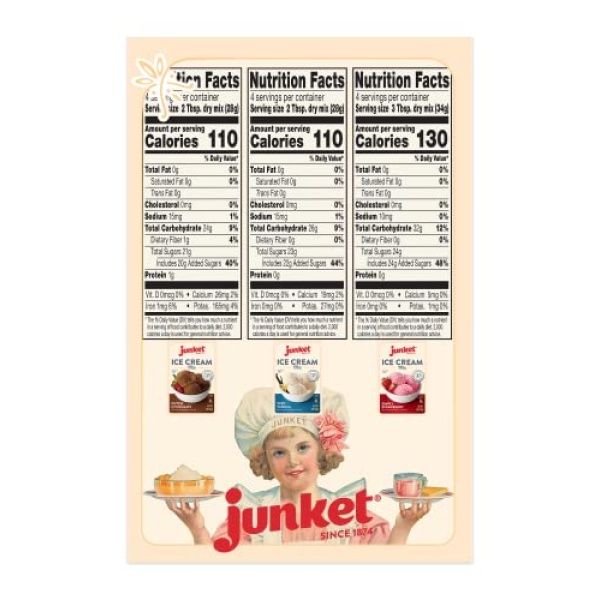 Junket Ice Cream Mix - 2 Vanilla, 2 Chocolate, 2 Strawberry