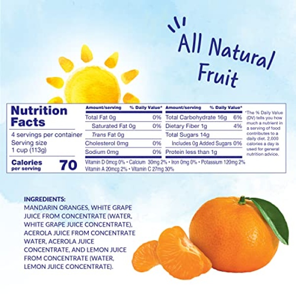Dole Mandarin Oranges in Juice, 113g Cups, 24 Pack