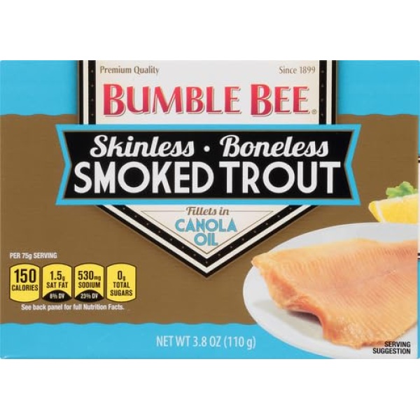 Bumble Bee Smoked Trout Fillets, 108g Can, 17g Protein
