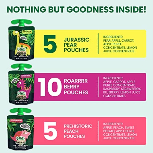 GoGo squeeZ Fruit & VeggieZ Variety Pack, 90g, 20 Pack