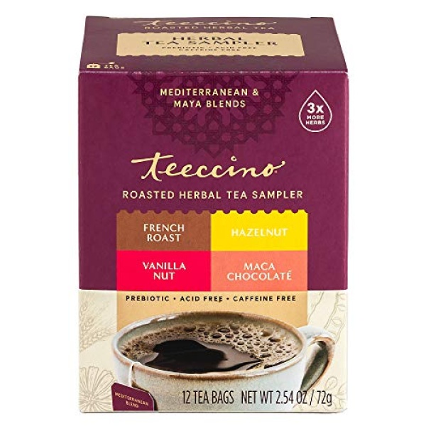 Teeccino Herbal Tea Sampler - 12 Bags, 4 Flavors