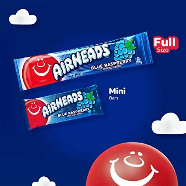 Airheads Blue Raspberry Taffy, 36 Bars, 30g