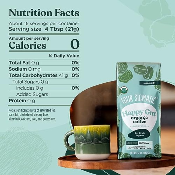 Four Sigmatic Happy Gut Organic Coffee with Chaga & Turkey Tail, 340g