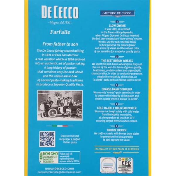 De Cecco Farfalle Pasta, 454g