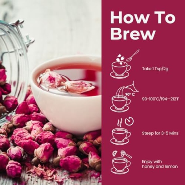 BLUE TEA - Rose Buds Tea - 60g (Pack of 2) - Caffeine Free