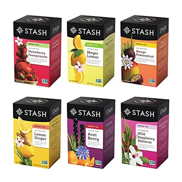 Stash Fruity Herbal Tea Sampler, 6 Boxes, 18-20 Bags Each