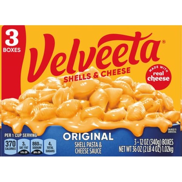 Velveeta Shells & Cheese Original (3 ct, 340 g Boxes)
