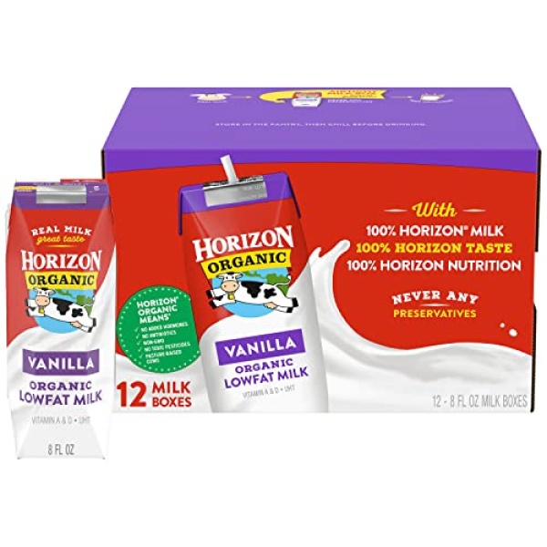 Horizon Organic Shelf-Stable Low Fat Vanilla Milk, 237 ml, 12 Pack