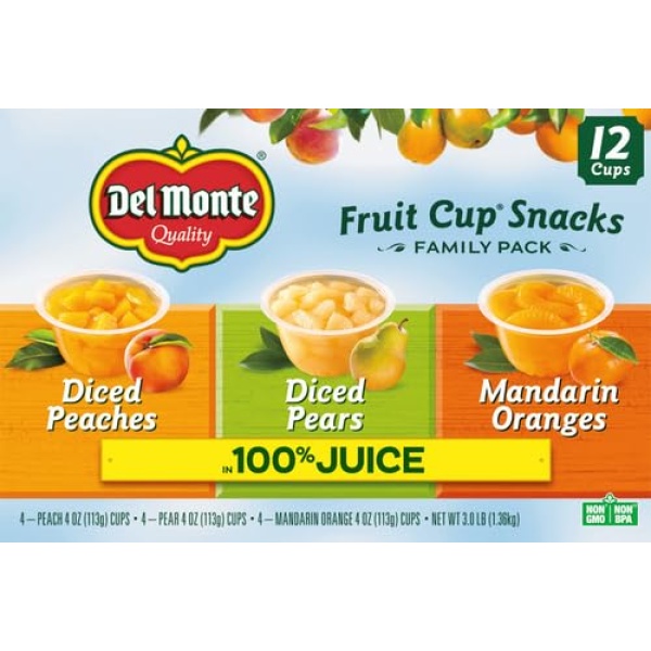 Del Monte Fruit Cup Snacks in Juice, 113g, 12 Ct