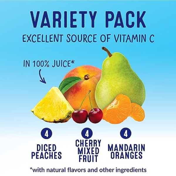 Dole Fruit Bowls Variety Pack, 12 Cups, Gluten & Dairy Free