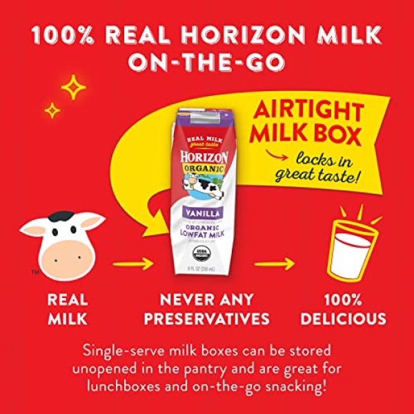 Horizon Organic Shelf-Stable Low Fat Vanilla Milk, 237 ml, 12 Pack