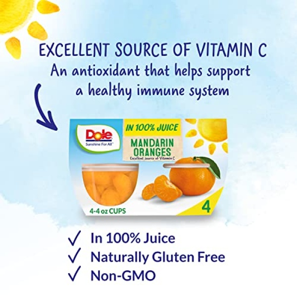 Dole Mandarin Oranges in Juice, 113g Cups, 24 Pack