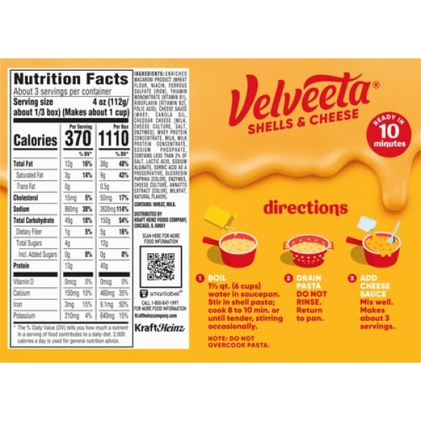 Velveeta Shells & Cheese Original (3 ct, 340 g Boxes)