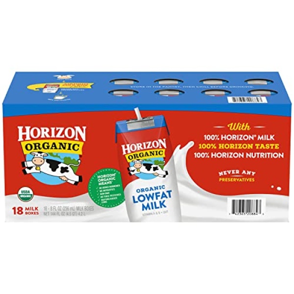 Horizon Organic 1% Low Fat Milk, 237ml (Pack of 18)