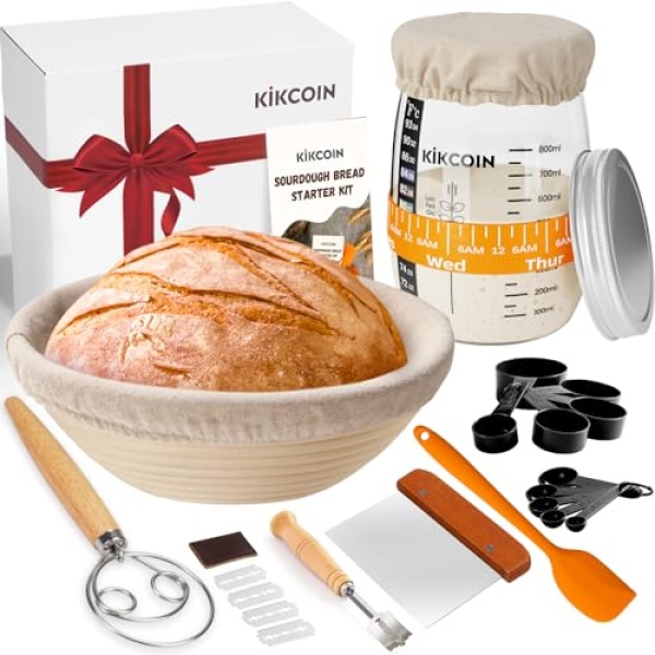 Sourdough Starter Kit with Banneton Basket & Baking Tools