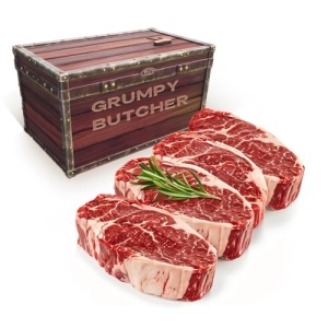 Grumpy Butcher Prime Beef Ribeye Steaks (400g each, 4 Pack)