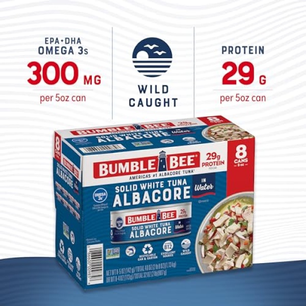 Bumble Bee Solid White Albacore Tuna, 142g Can (8 Pack)