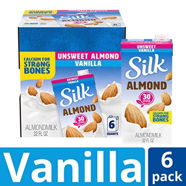 Silk Shelf-Stable Almond Milk, Unsweetened Vanilla, 946ml