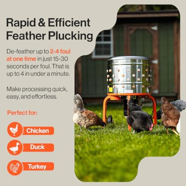 SuperHandy Electric Chicken Plucker, 92 Fingers, 50cm Drum