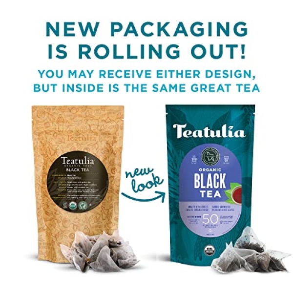 Teatulia Organic Black Tea (50 Pyramid Bags) | Compostable