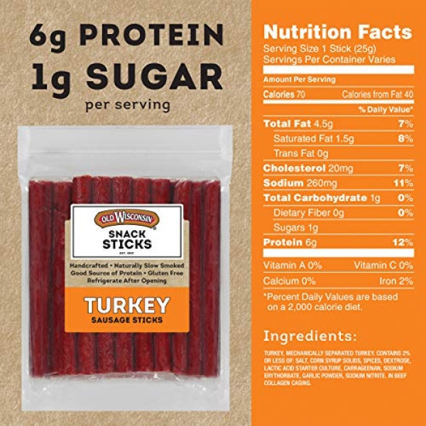 Old Wisconsin Turkey Sausage Sticks, 794g Resealable Package