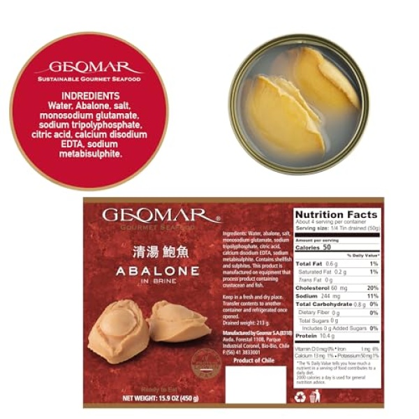 GEOMAR Golden Abalone in Brine - 6 Pieces (450g)