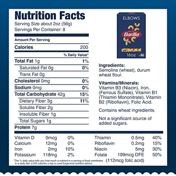 Barilla Elbows Pasta, 454g Box (Pack of 8) - Non-GMO