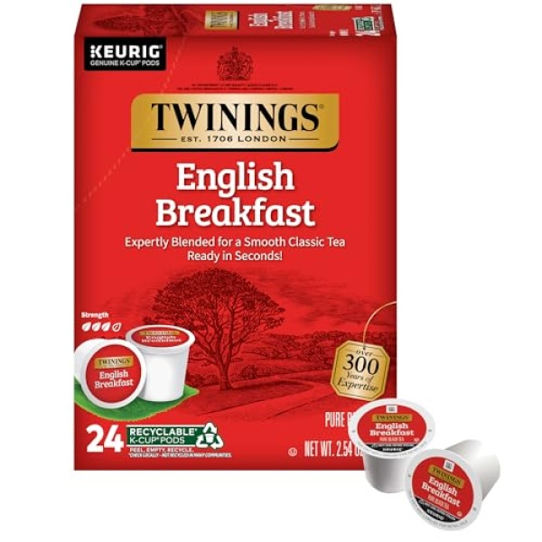 Twinings English Breakfast Black Tea K-Cup Pods, 24 Ct
