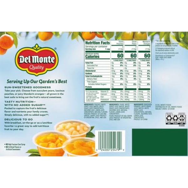 Del Monte Fruit Cup Snacks in Juice, 113g, 12 Ct
