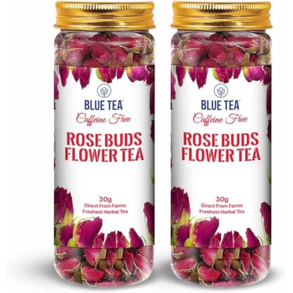 BLUE TEA - Rose Buds Tea - 60g (Pack of 2) - Caffeine Free
