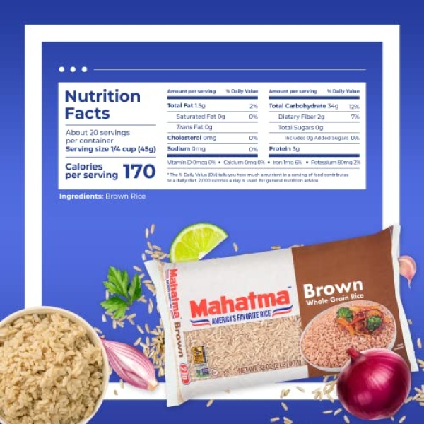 Mahatma Whole-Grain Brown Rice, 907g Bag