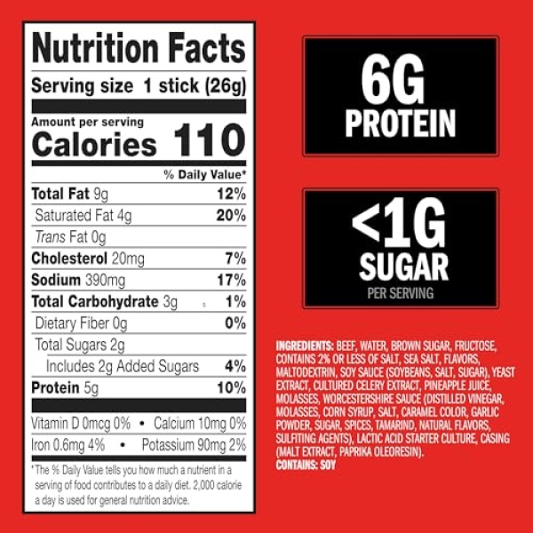 Jack Link's Original Beef Sticks, 20 Count, 26g Each