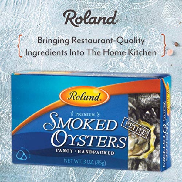 Roland Petite Smoked Oysters in Oil, 85g Tin, Pack of 10