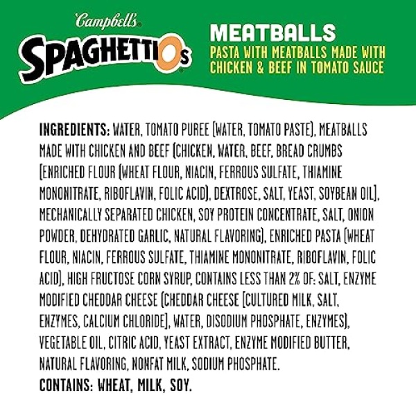 SpaghettiOs Pasta with Meatballs, 442g Can (Pack of 12)