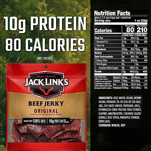Jack Link's Original Beef Jerky, 74g, 10g Protein
