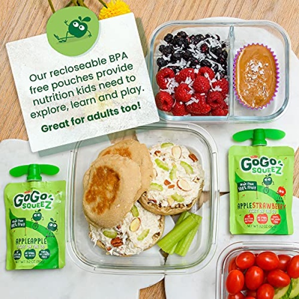 GoGo squeeZ Fruit on the Go, Apple & Cinnamon, 90g (20 Pack)