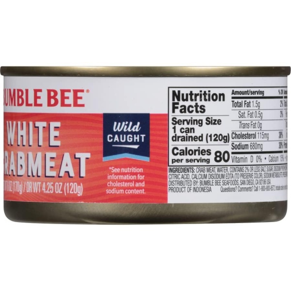 Bumble Bee White Flake Crabmeat in Water, 170g Can