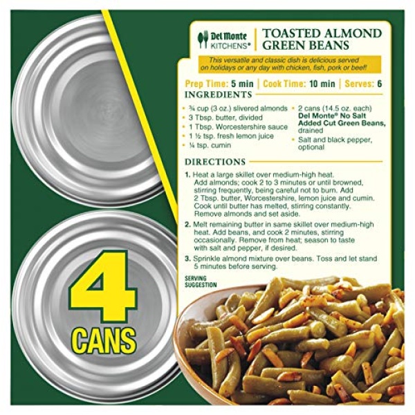 Del Monte No Salt Green Beans 411g (Pack of 4)