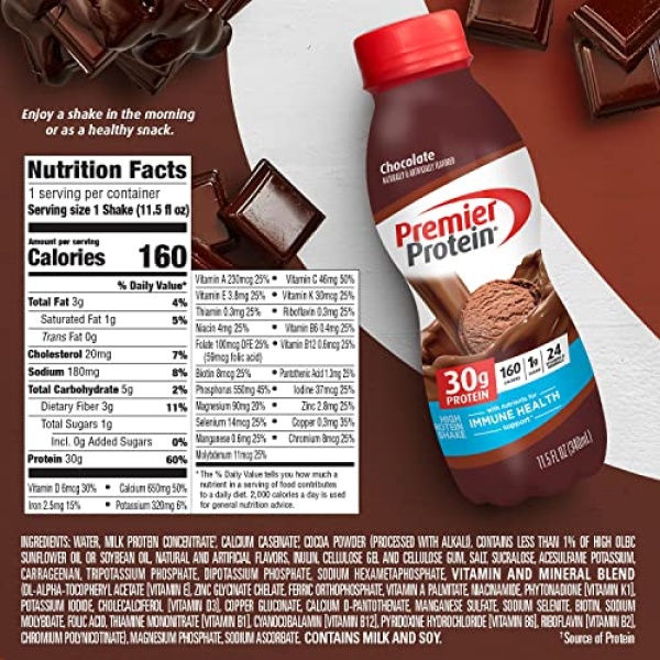 Premier Protein Shake, Chocolate, 30g Protein, 340ml, 12 Pack