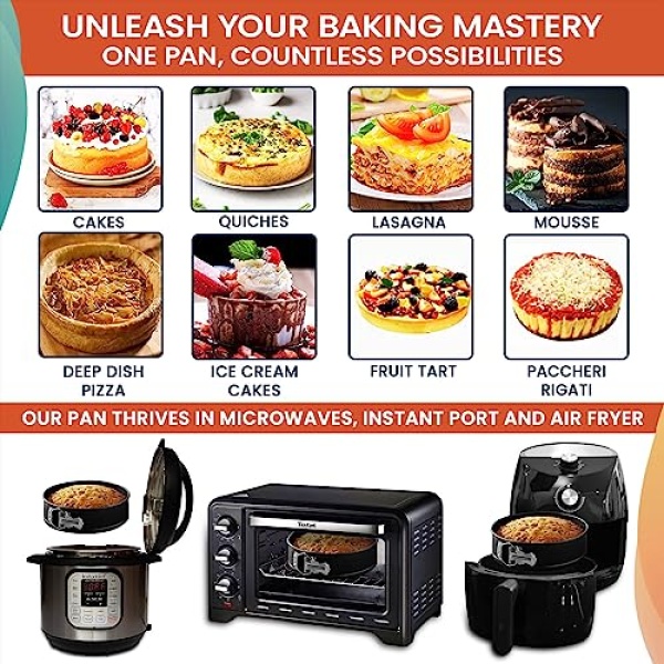 RFAQK 100PC Cake Pan Set & Decorating Kit: 3 Non-Stick Pans (10, 18, 23 cm)