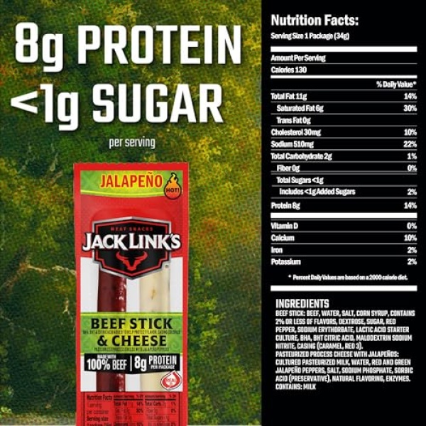 Jack Link’s Jalapeno Beef & Cheese Combo, 34g (Pack of 16)