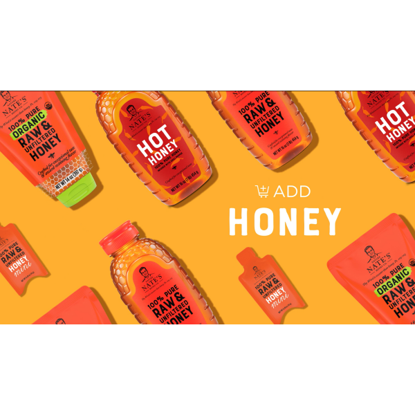 Nate's Pure Raw Honey - Award-Winning Taste, 907g Squeeze Bottle