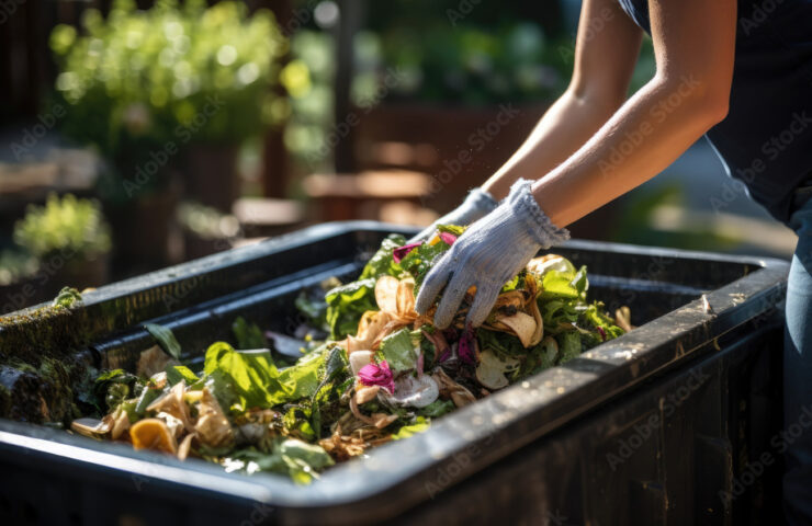 Housewife tosses biowaste in the trash.Uneaten spoiled vegetables are thrown in the trash. Food Loss and Food Waste. Reducing Wasted Food At Home